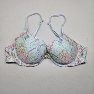 Light Blue Floral Print T-Shirt Bra